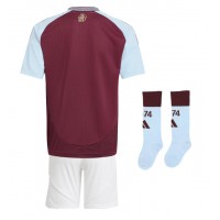 Camisa de Futebol Aston Villa Equipamento Principal Infantil 2024-25 Manga Curta (+ Calças curtas)